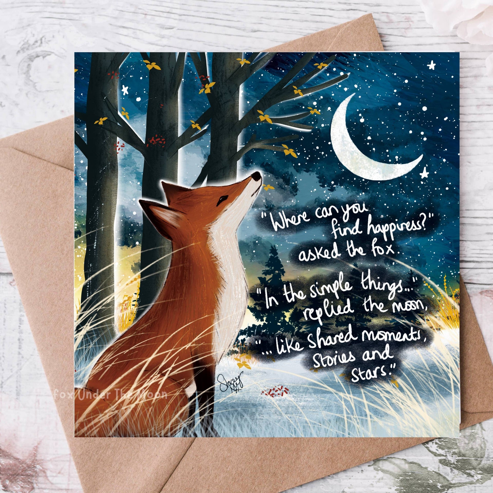 Fox Under The Moon - 'Happiness' - Greeting Card From Fox Under The Moon: Individual cello wrapping