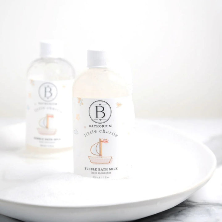 Two bottles of Bathorium bubble bath milk