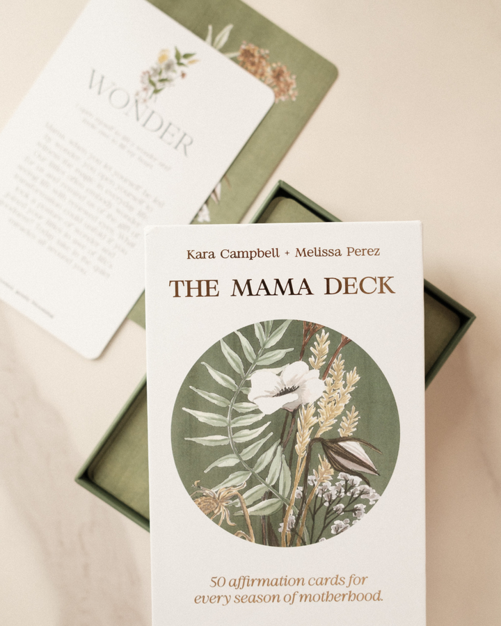 The Mama Deck card set with floral design and text