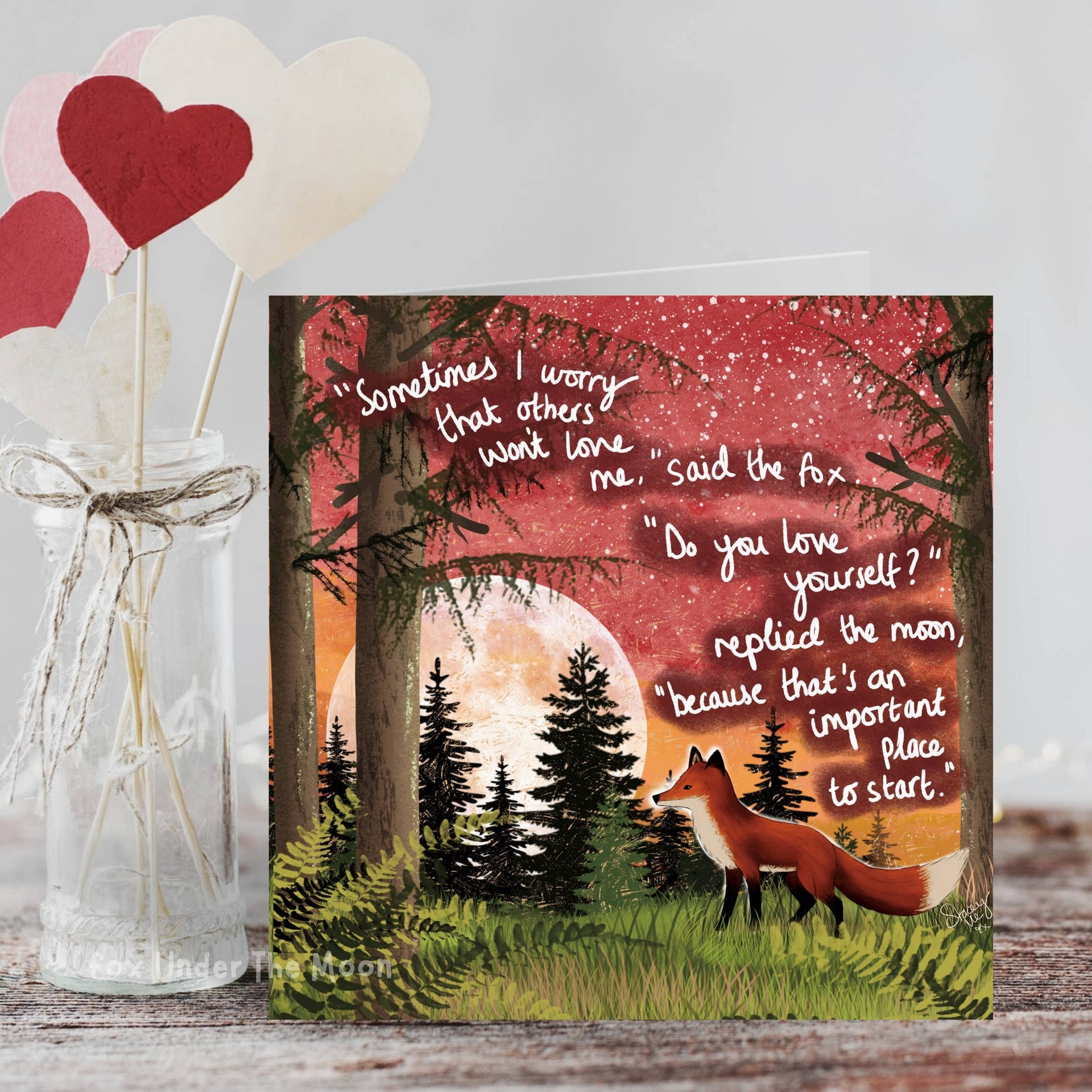 Fox Under The Moon - 'Love Yourself' - Greeting Card From Fox Under The Moon: Individual cello wrapping