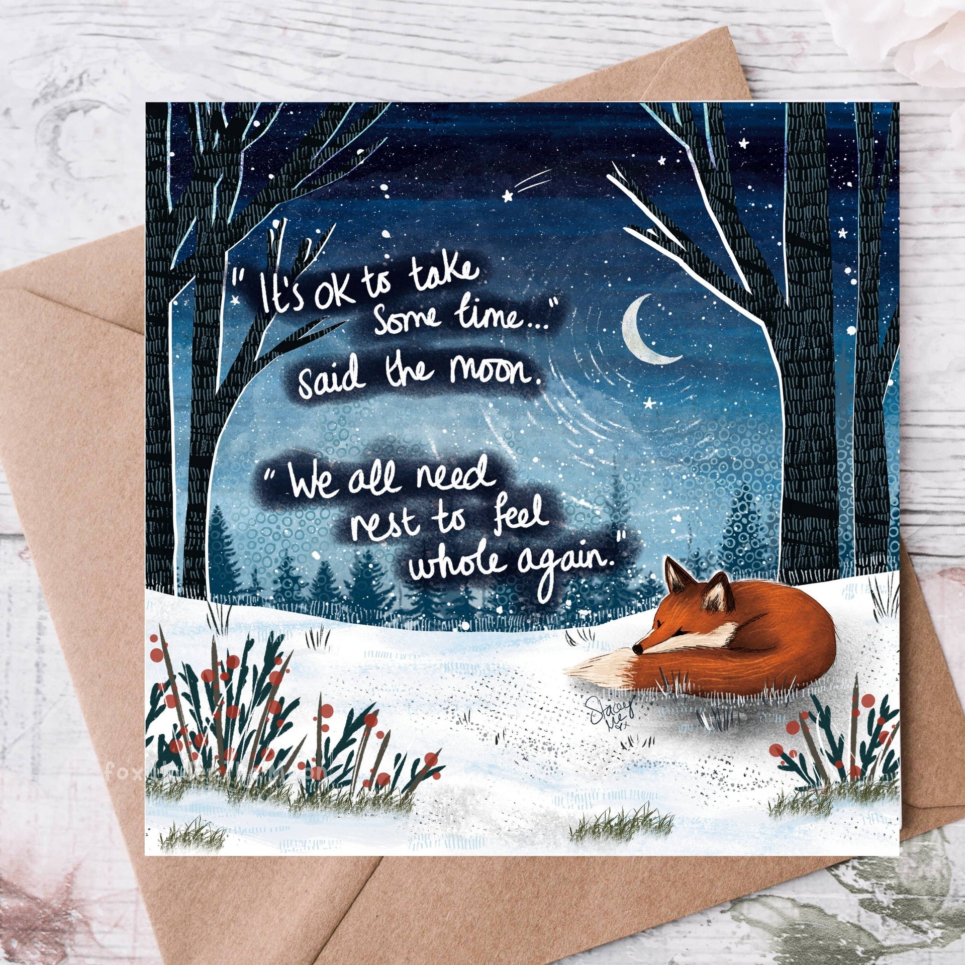 Fox Under The Moon - 'Whole Again' - Greeting Card From Fox Under The Moon: Individual cello wrapping