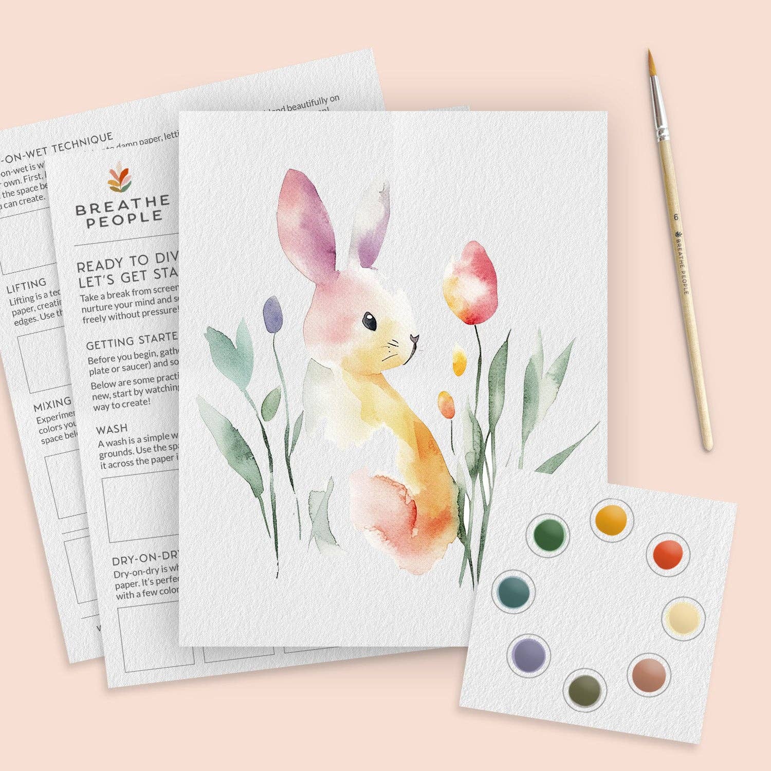 Coloring book with a bunny and flowers