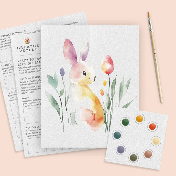 Coloring book with a bunny and flowers