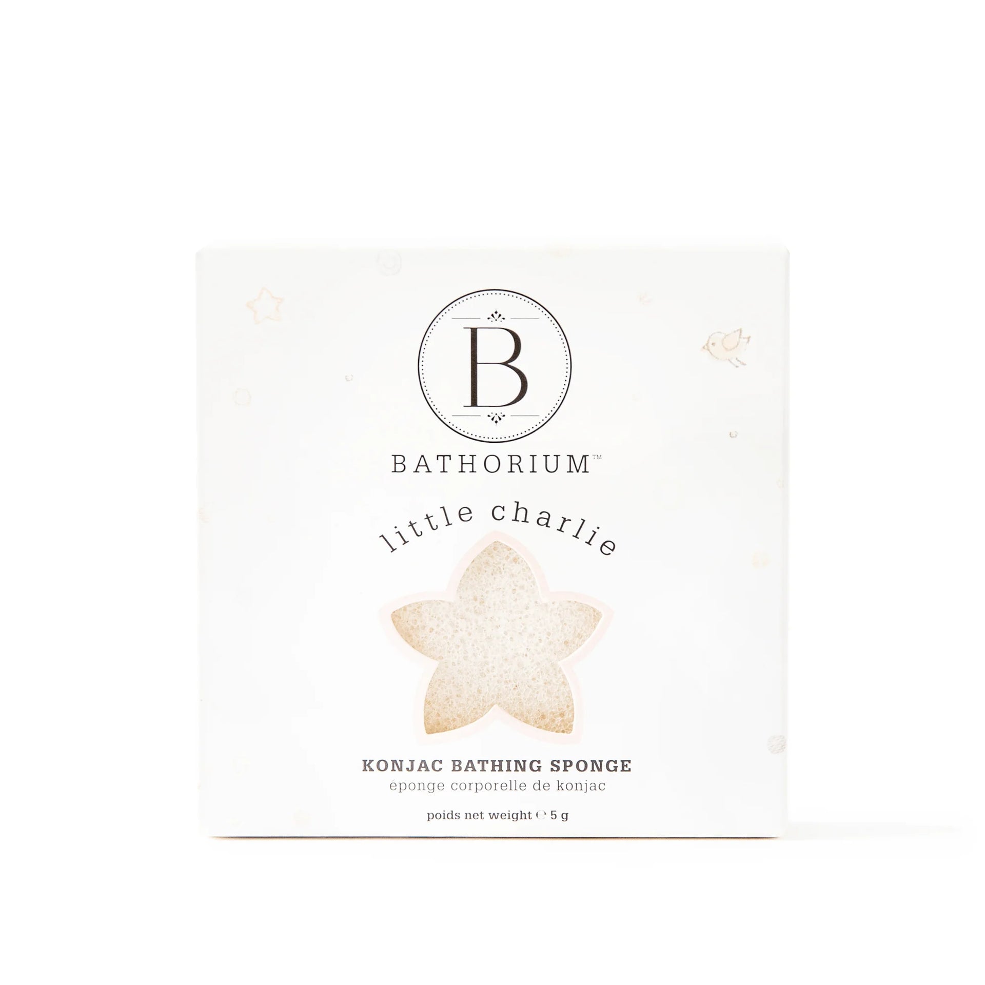 Konjac bathing sponge packaging with 'Bathorium' branding