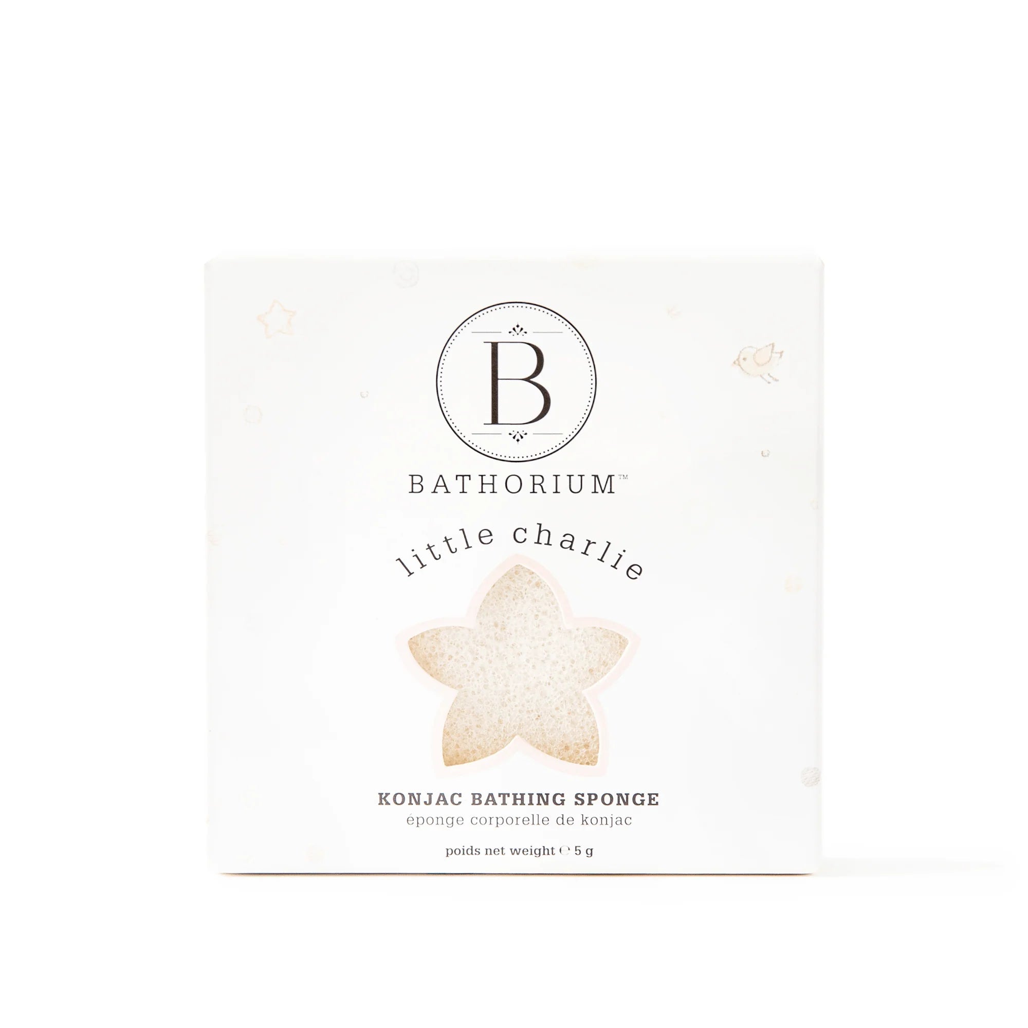 Konjac bathing sponge packaging with 'Bathorium' branding