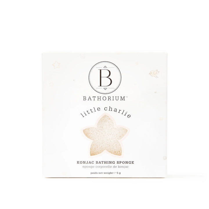 Konjac bathing sponge packaging with 'Bathorium' branding