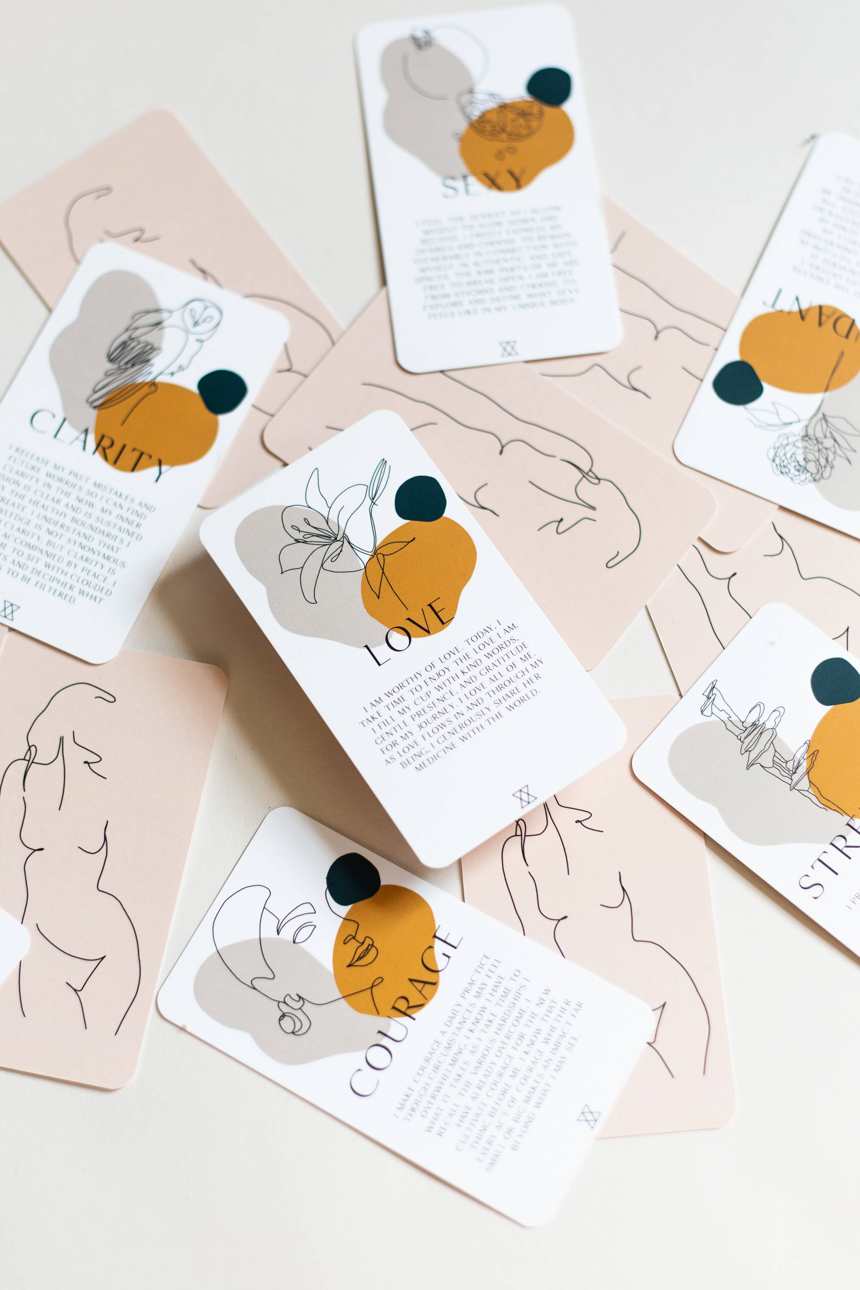 Set of cards with illustrations and text