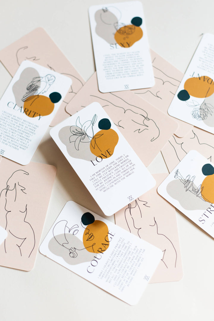 Set of cards with illustrations and text