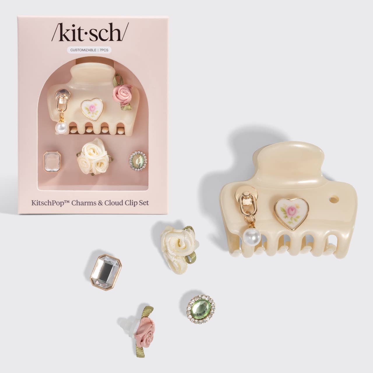 KitschPop™ Charms & Cloud Clip Set | Pearlized Cream | 7pcs