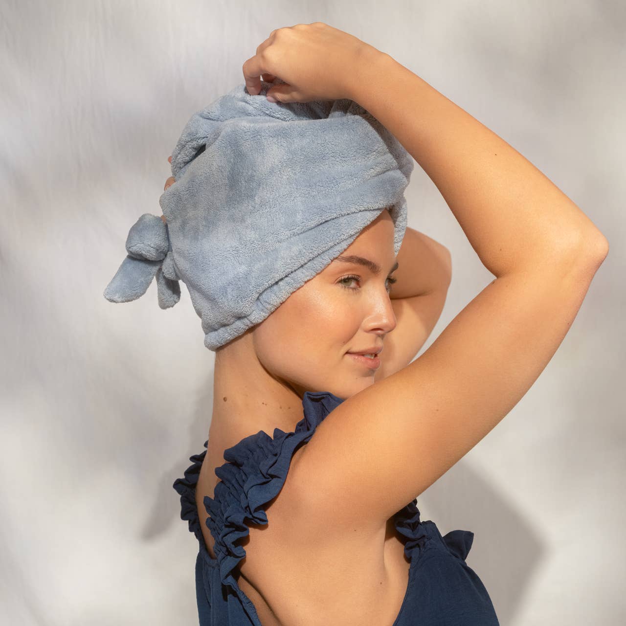Plush Microfiber Hair Towel Turban | Coastal Blue