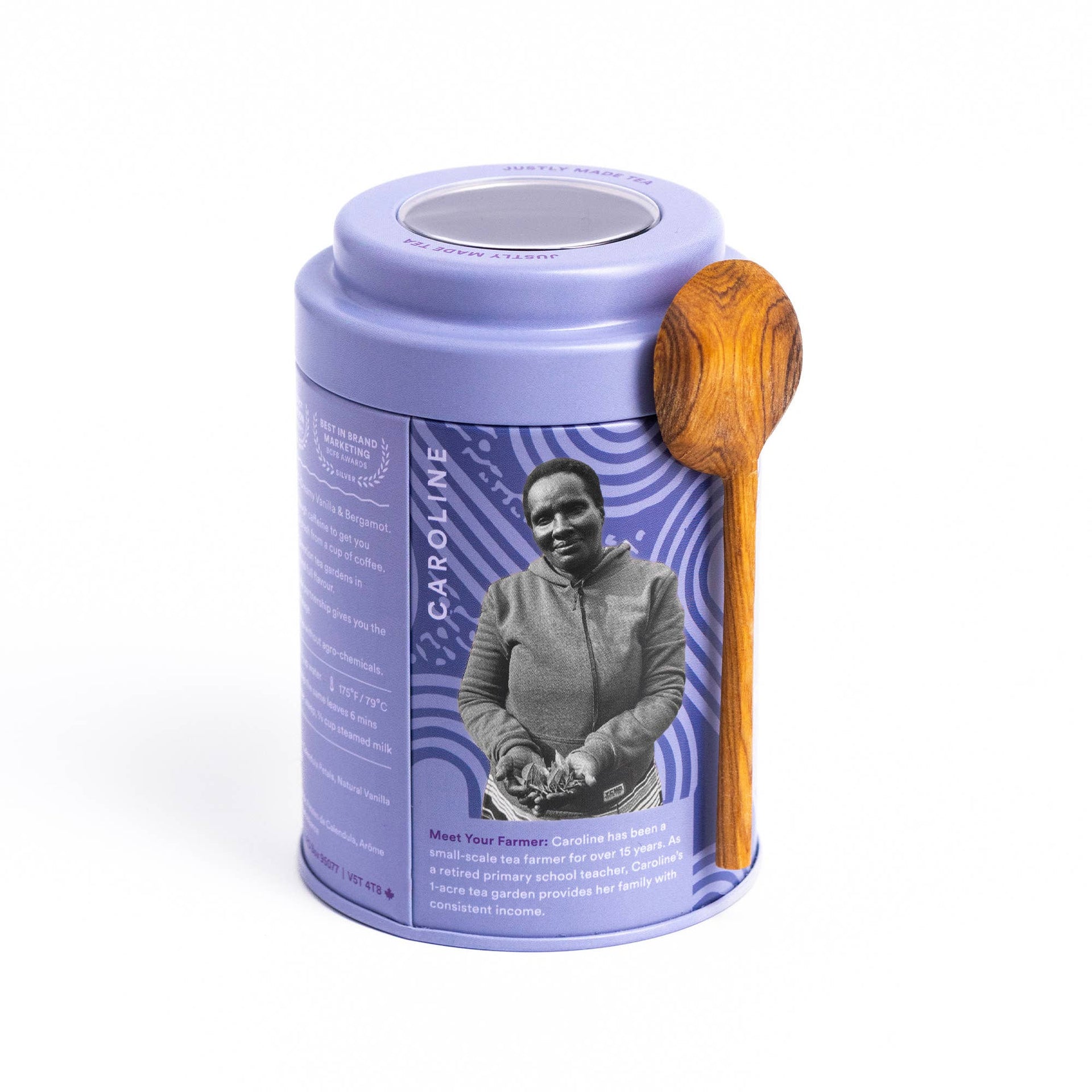 JusTea (No Import Fees to USA) - Cream Earl Grey Tin & Spoon - Organic, Fair-Trade, Black Tea