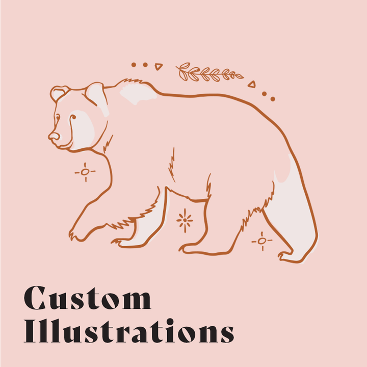 Illustration of a bear with decorative elements