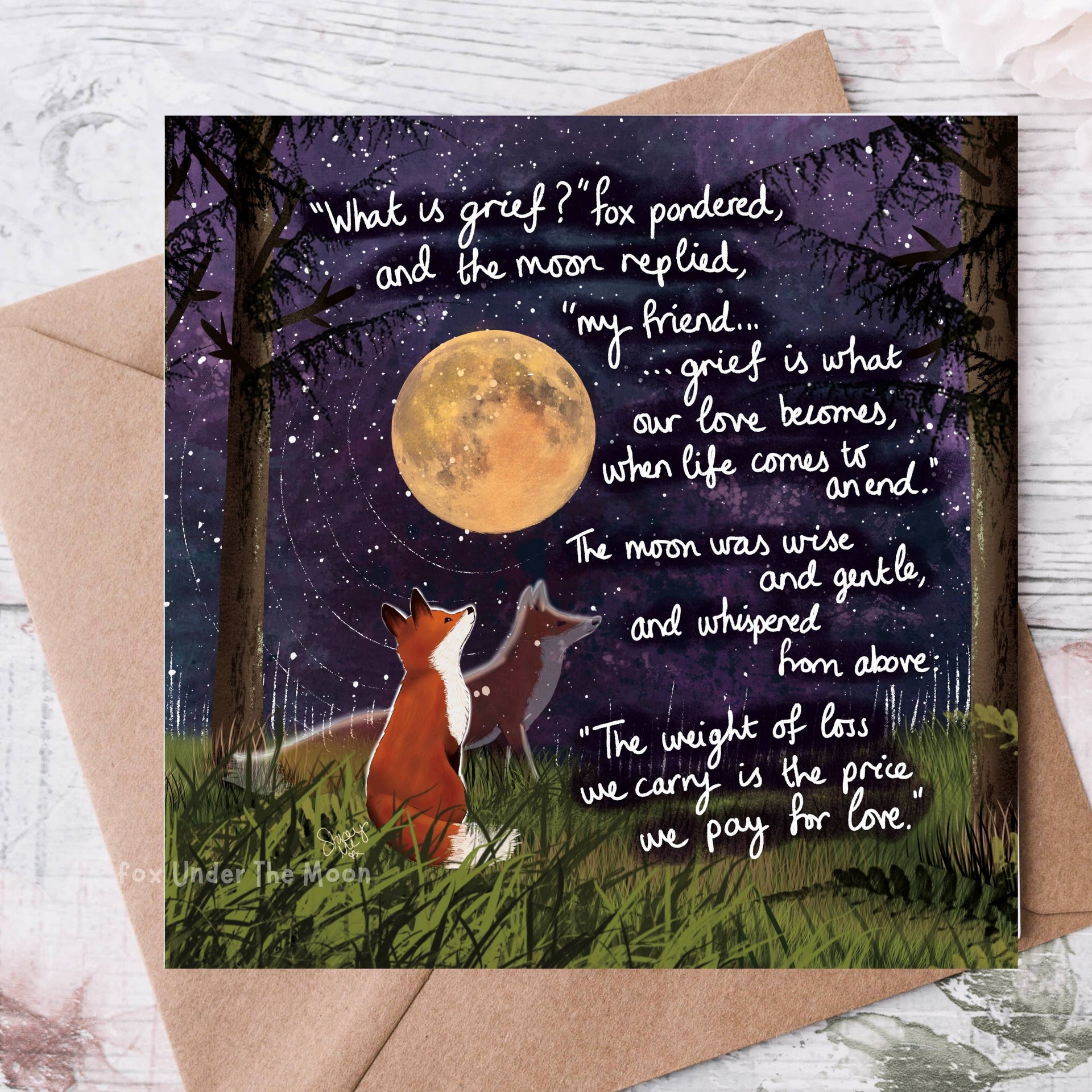 Fox Under The Moon - 'Grief' - Greeting Card From Fox Under The Moon: Individual cello wrapping