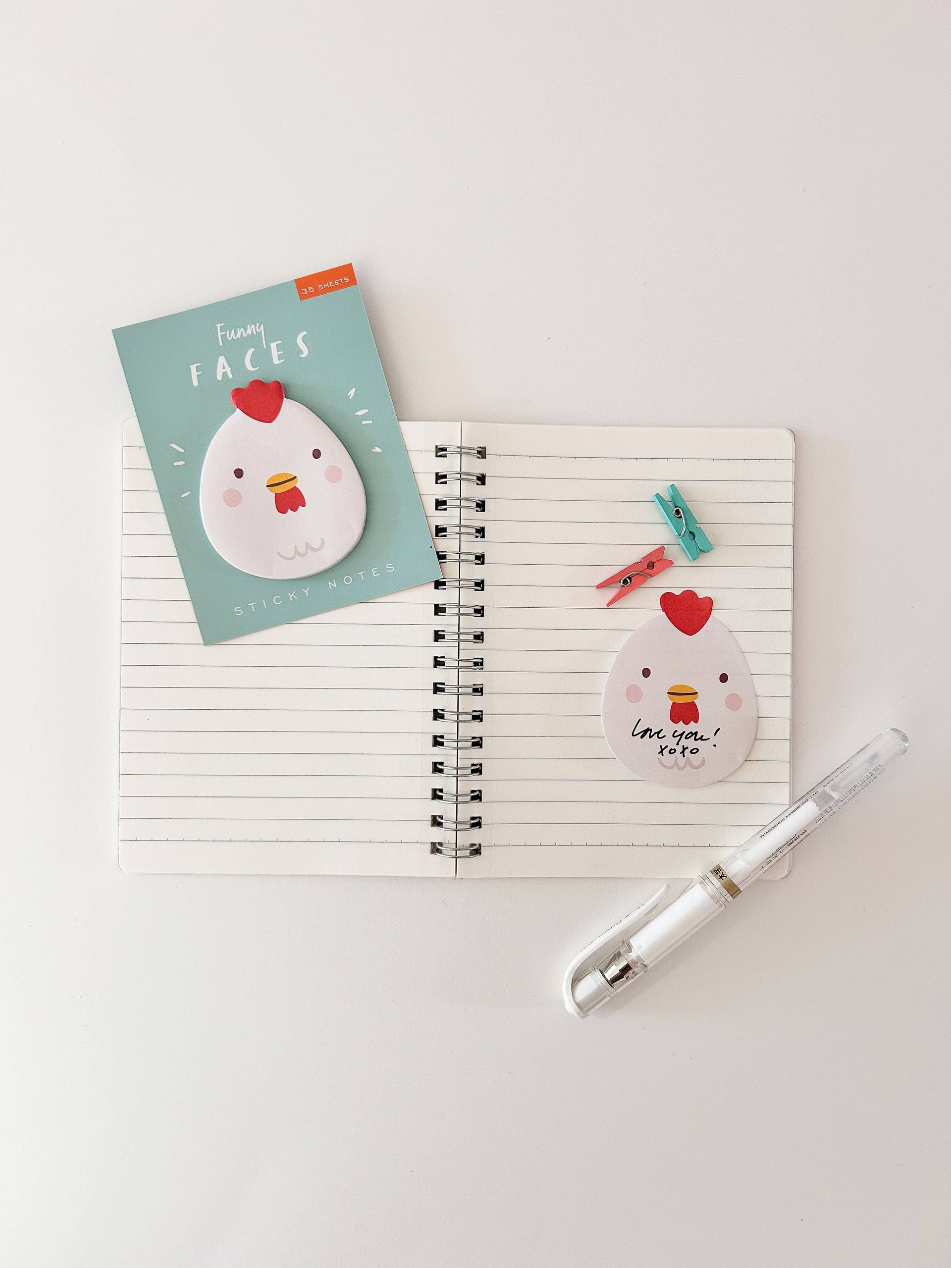 Girl of All Work - Chicken Funny Faces Sticky Notes