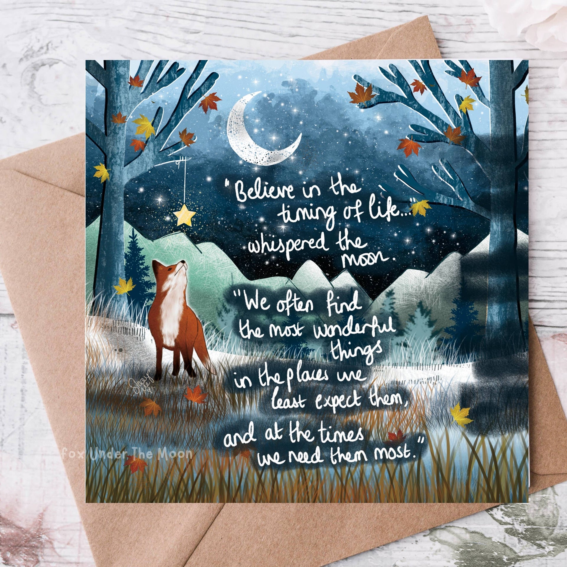 Fox Under The Moon - 'Timing' - Greeting Card From Fox Under The Moon: Individual cello wrapping