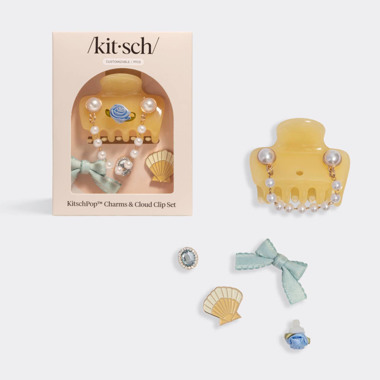 KitschPop™ Charms & Cloud Clip Set | Butter Yellow | 7pcs