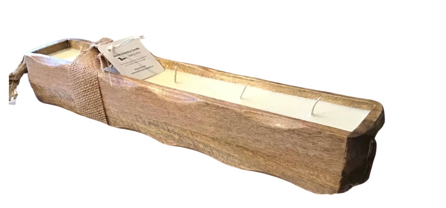 Wooden box with candles inside