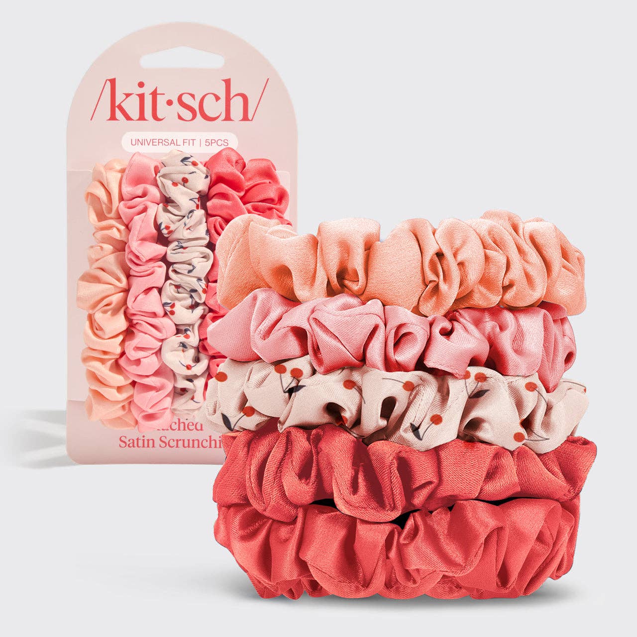 Cherry Blossom | Ruched Satin Scrunchies | 5pcs