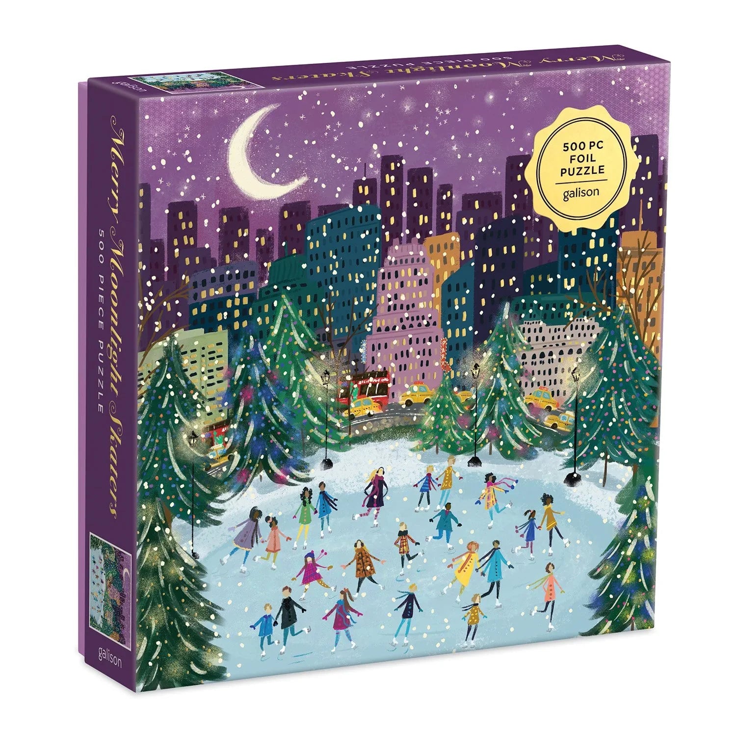 Merry Moonlight Skaters | 500 Piece Foil Puzzle