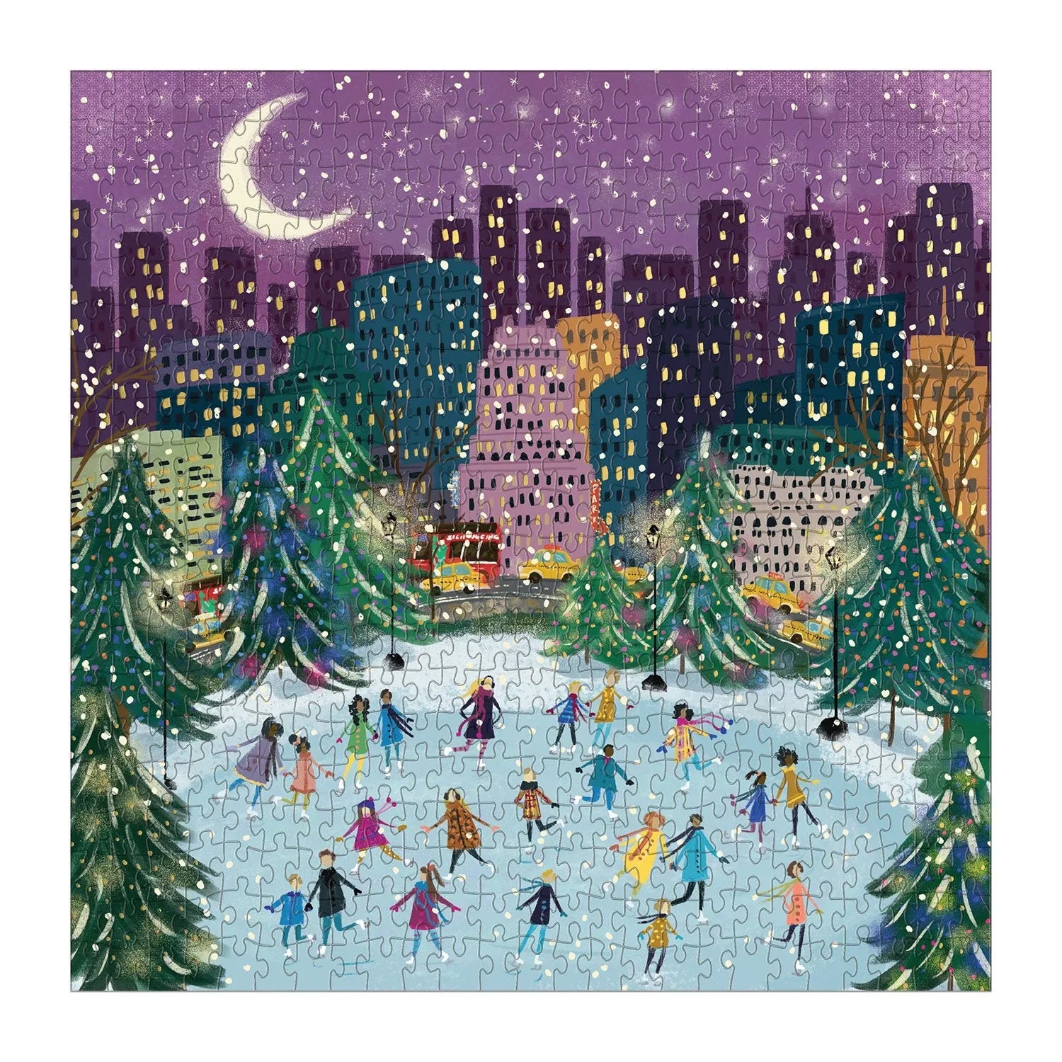 Merry Moonlight Skaters | 500 Piece Foil Puzzle